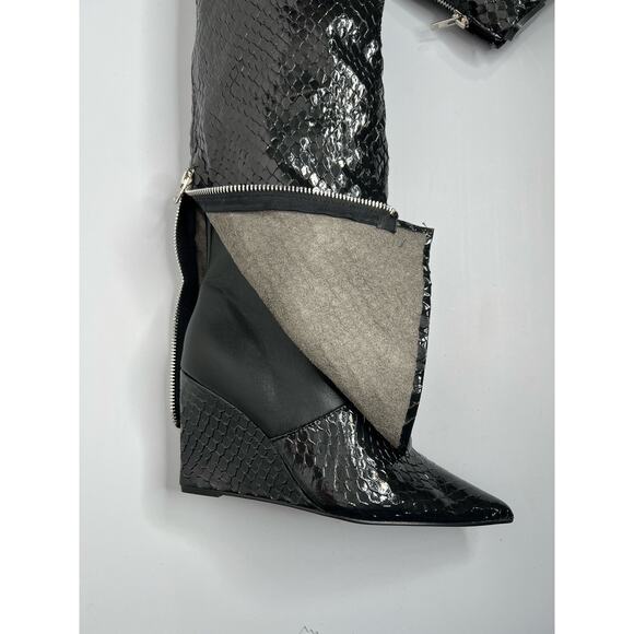 Steve Madden Paley Snake Embossed Synthetic Boot Pointed Toe Women's Black Sz 11 - Picture 10 of 10